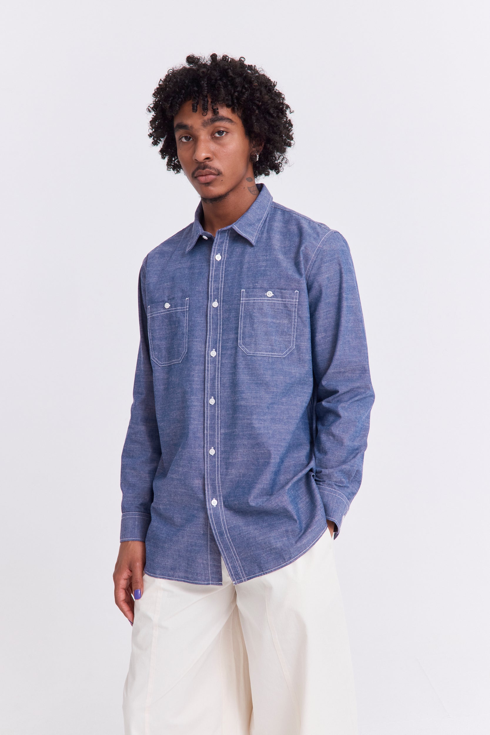 Patch Chambray Work Shirt