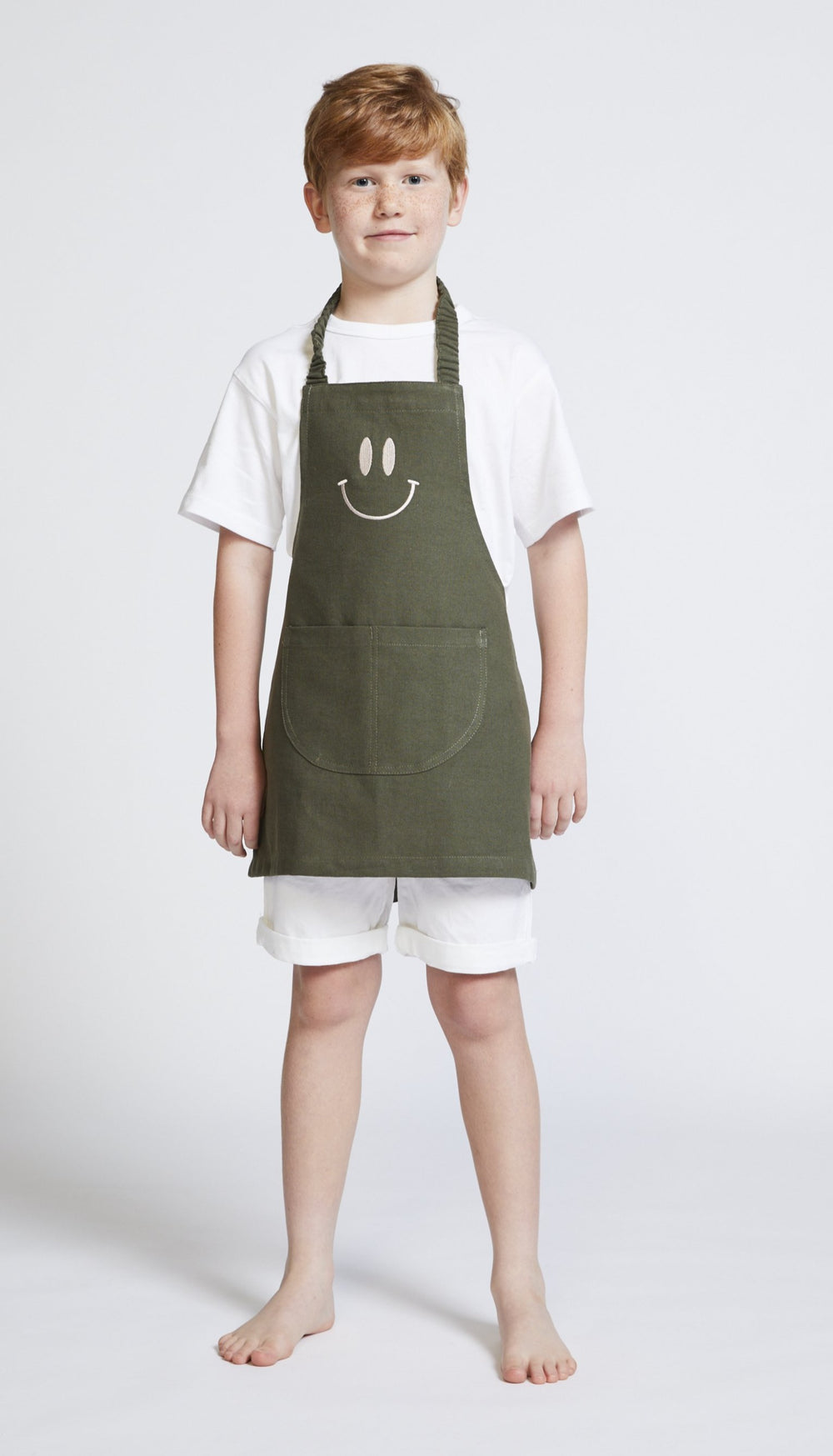 Smiley Kids Apron - Olive