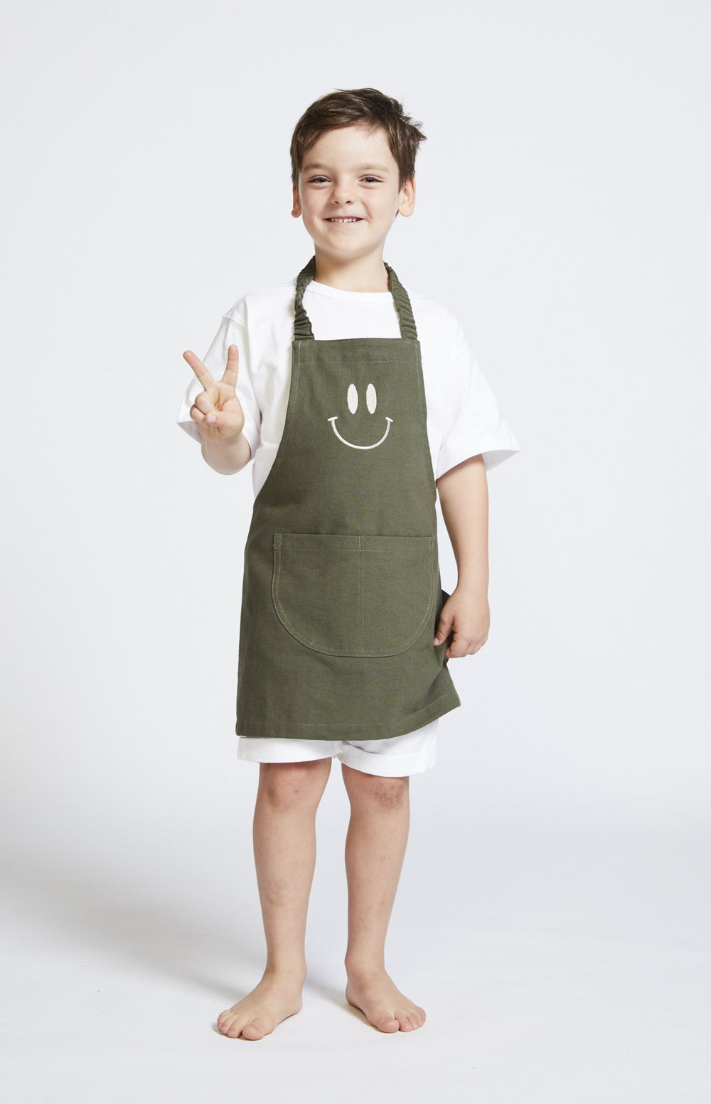 Smiley Kids Apron - Olive